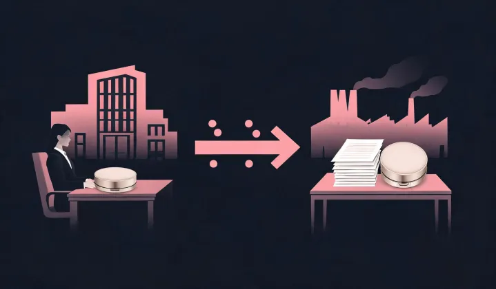 Illustration of a written cushion foundation sourcing route, not a street map